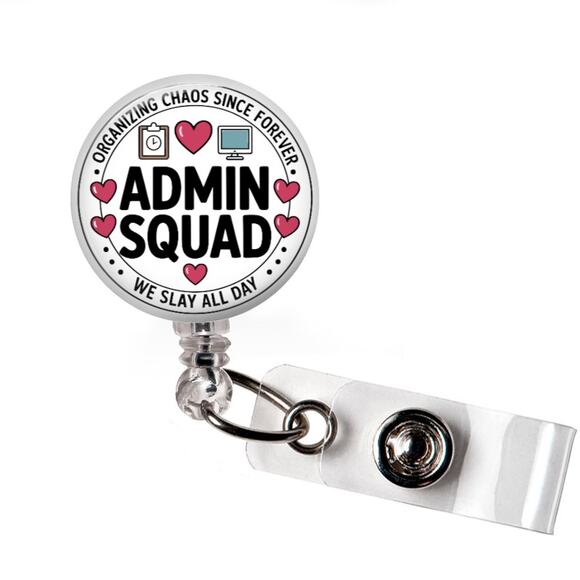 Handmade Accessories - Badge Reel Organizing Chaos Admin Squad Funny Retractable ID Name Holder